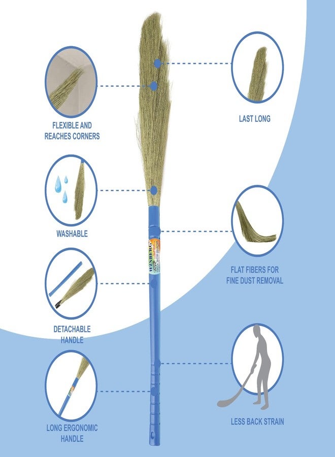 Winberg Plastic No Dust Broom Easy To Use And Cleaning Long Handle Hard Floor Jhadu Brm001, Blue - Image 2